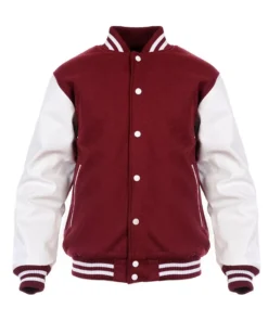 Burgundy And White Varsity Jacket