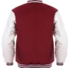 Burgundy And White Varsity Jacket Back