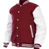 Burgundy And White Varsity Jacket Front