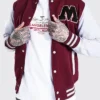 Burgundy Badged Varsity Bomber Jacket