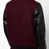 Burgundy Varsity Jacket With Leather Sleeves Back