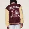 Burgundy Varsity Letterman Jacket Back