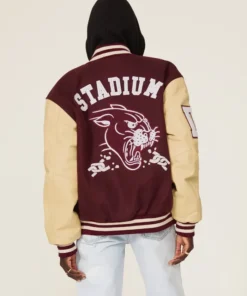 Burgundy Varsity Letterman Jacket Back