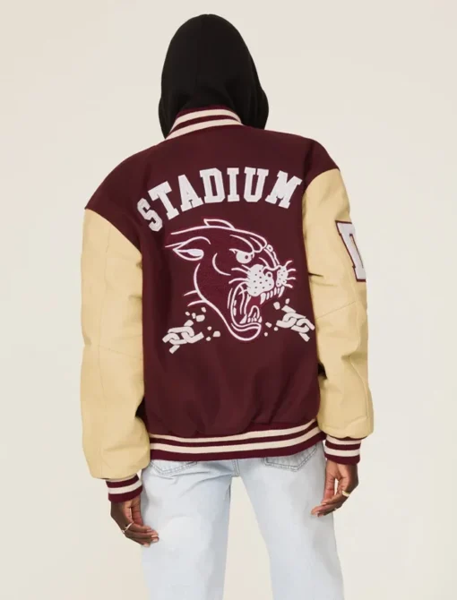 Burgundy Varsity Letterman Jacket Back