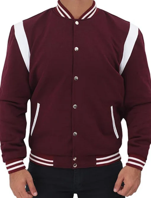 Burgundy Varsity Men Jacket