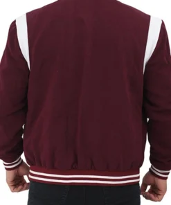 Burgundy Varsity Men Jacket Back