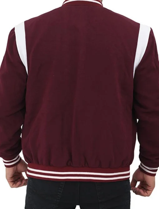 Burgundy Varsity Men Jacket Back