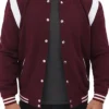 Burgundy Varsity Men Jacket Front