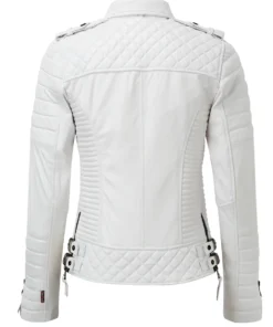 Buy Magnuson White Leather Biker Jacket