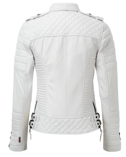 Buy Magnuson White Leather Biker Jacket