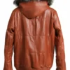 Buy Reversible Fox Brown Leather Hooded Bomber Jacket