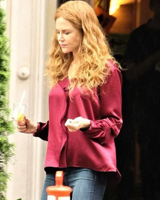 The Undoing Nicole Kidman Red Silk Shirt - Image 2