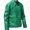 Chloe Sullivan Smallville Green Leather Jacket Left Side