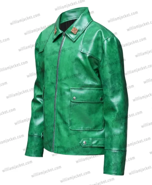 Chloe Sullivan Smallville Green Leather Jacket Right Side