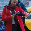 Christina Milian Red Wool Coat Side