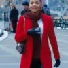 Christina Milian Red Wool Coat Walking