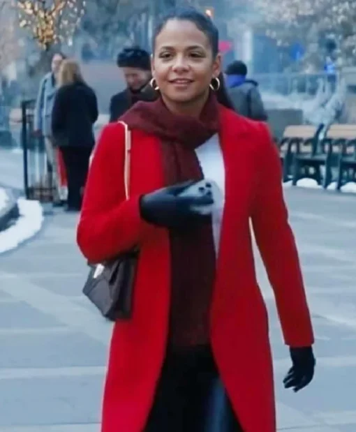 Christina Milian Red Wool Coat Walking