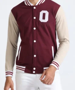 Cotton Burgundy Varsity Jacket