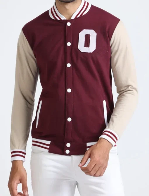 Cotton Burgundy Varsity Jacket