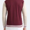 Cotton Burgundy Varsity Jacket Back