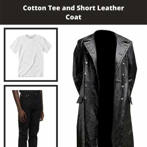 Cotton Tee and Short Leather Coat