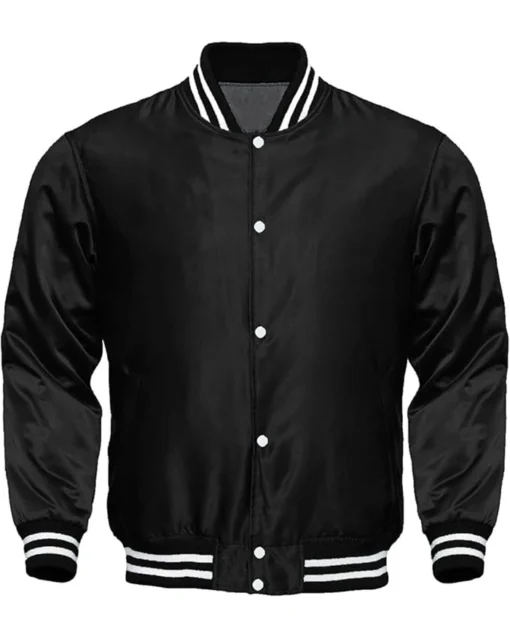 Deacon Black Letterman Varsity Bomber Jacket