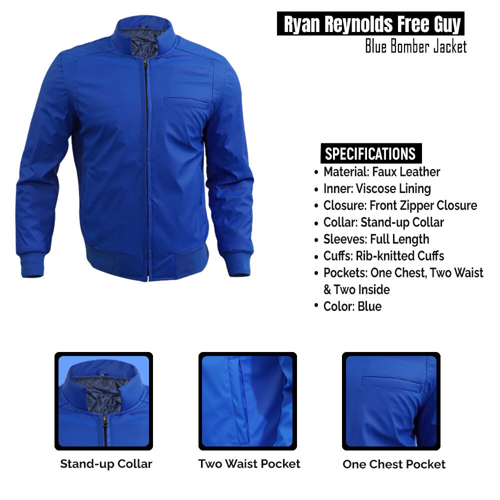 Free Guy Blue Leather Jacket