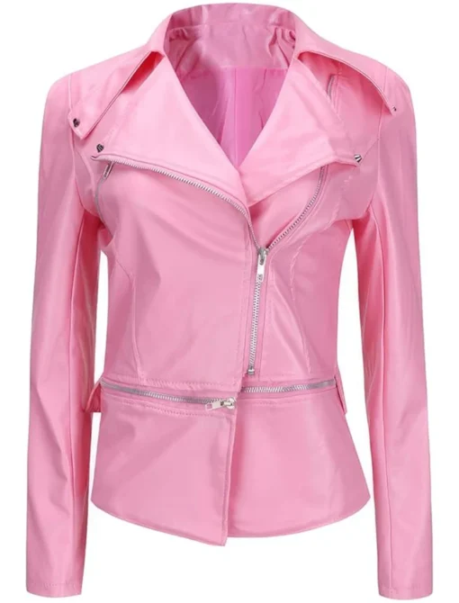 Genuine Cafe Racer Hot Pink Leather Motorcycle Jacket