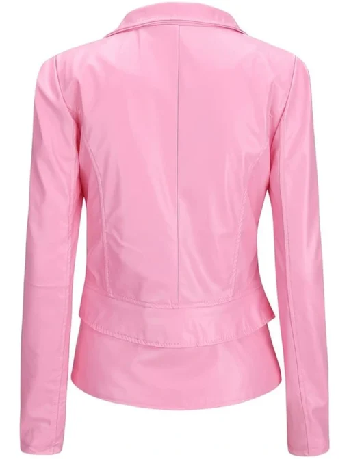 Genuine Cafe Racer Hot Pink Leather Motorcycle Jacket - Image 2