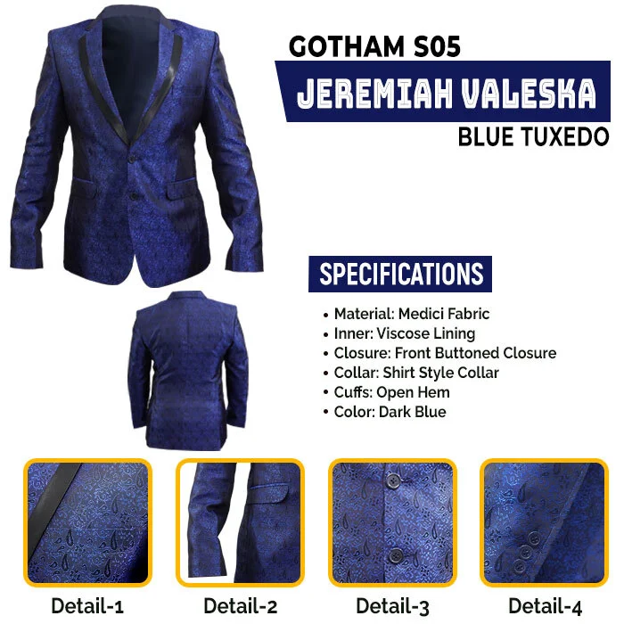 Gotham S05 Jeremiah Valeska Blue Tuxedo Infographic