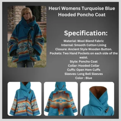 Hesri-Womens-Turquoise-Blue-Hooded-Poncho-Coat-Infographic