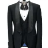 Jasper One Button Single Breasted 3 Piece Black Tuxedo Suit For Men and Women