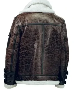 John Triple Belted Cuffs Shearling Leather Jacket For Sale