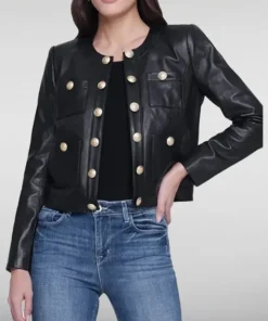 Karl Rath Collarless Black Leather Jacket