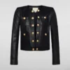 Karl Rath Collarless Black Leather Jacket