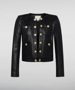 Karl Rath Collarless Black Leather Jacket