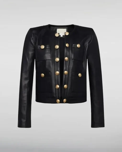 Karl Rath Collarless Black Leather Jacket