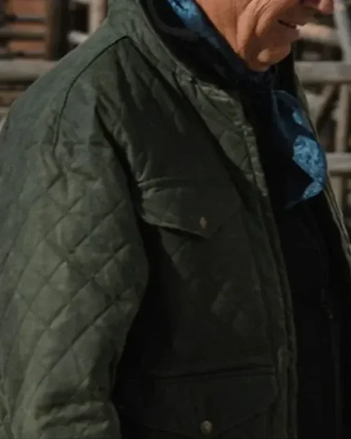 Kevin Costner Yellowstone S4 John Dutton Green Quilted Jacket - Image 4