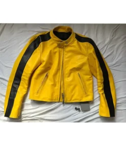 Kim Kardashian Yellow Leather Jacket Main