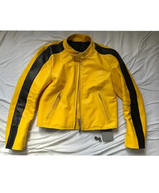 Kim Kardashian Yellow Leather Jacket Main