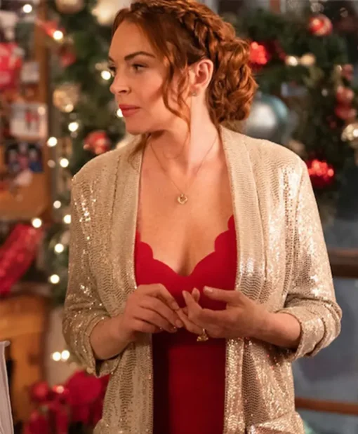 Lindsay Lohan Falling For Christmas Sequin Blazer Main