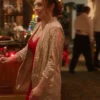 Lindsay Lohan Falling For Christmas Sequin Blazer Side