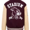 Maroon And Beige Varsity Jacket Back