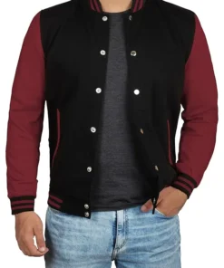 Maroon And Black Letterman Jacket