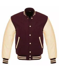 Maroon And Cream Varsity Jacket