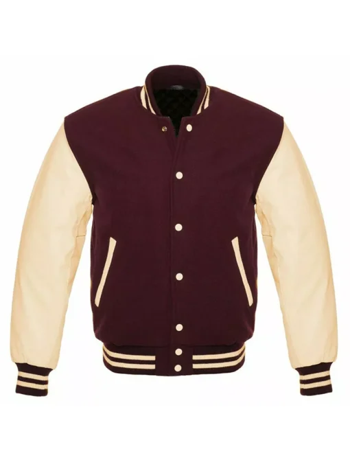 Maroon And Cream Varsity Jacket