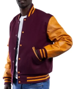 Maroon And Gold Varsity Jacket Front