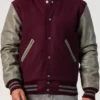 Maroon And Grey Varsity Jacket