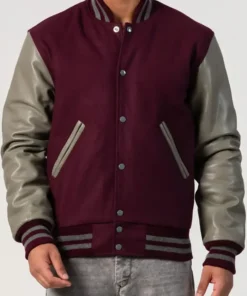 Maroon And Grey Varsity Jacket