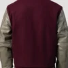 Maroon And Grey Varsity Jacket Back